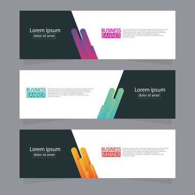 Vektör tasarım web pankartı şablonu. Web Tasarım Elementleri - Başlık Tasarımı. Gri arkaplan üzerine soyut geometrik web afişi şablonu. Modern pankart.