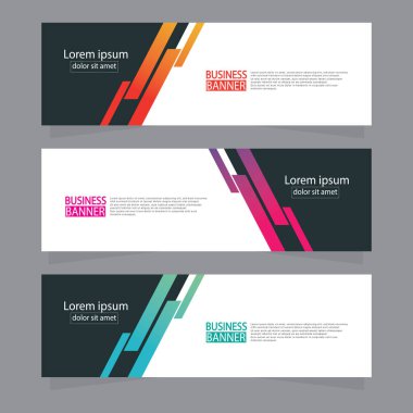 Vektör tasarım web pankartı şablonu. Web Tasarım Elementleri - Başlık Tasarımı. Gri arkaplan üzerine soyut geometrik web afişi şablonu. Modern pankart.