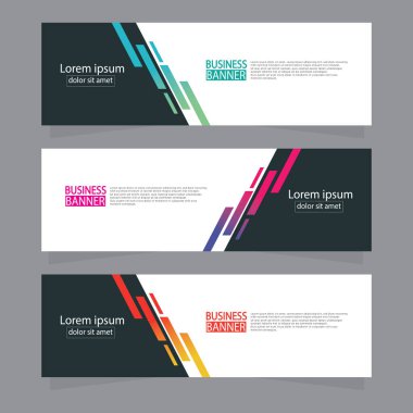 Vektör tasarım web pankartı şablonu. Web Tasarım Elementleri - Başlık Tasarımı. Gri arkaplan üzerine soyut geometrik web afişi şablonu. Modern pankart.