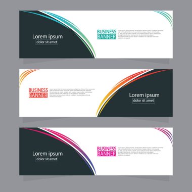 Vektör tasarım web pankartı şablonu. Web Tasarım Elementleri - Başlık Tasarımı. Gri arkaplan üzerine soyut geometrik web afişi şablonu. Modern pankart.