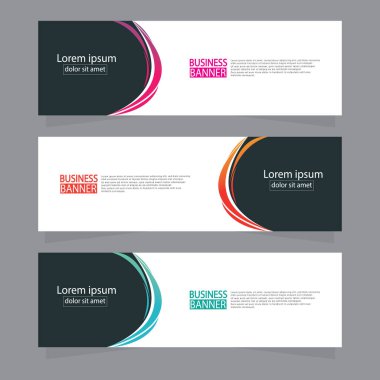 Vektör tasarım web pankartı şablonu. Web Tasarım Elementleri - Başlık Tasarımı. Gri arkaplan üzerine soyut geometrik web afişi şablonu. Modern pankart.