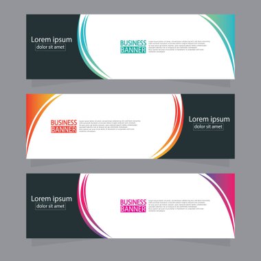 Vektör tasarım web pankartı şablonu. Web Tasarım Elementleri - Başlık Tasarımı. Gri arkaplan üzerine soyut geometrik web afişi şablonu. Modern pankart.