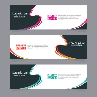 Vektör tasarım web pankartı şablonu. Web Tasarım Elementleri - Başlık Tasarımı. Gri arkaplan üzerine soyut geometrik web afişi şablonu. Modern pankart.