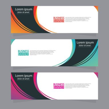 Vektör tasarım web pankartı şablonu. Web Tasarım Elementleri - Başlık Tasarımı. Gri arkaplan üzerine soyut geometrik web afişi şablonu. Modern pankart.