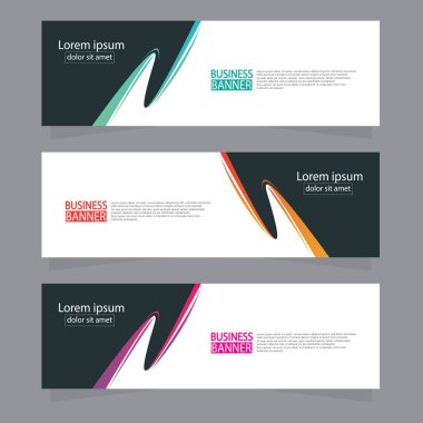 Vektör tasarım web pankartı şablonu. Web Tasarım Elementleri - Başlık Tasarımı. Gri arkaplan üzerine soyut geometrik web afişi şablonu. Modern pankart.