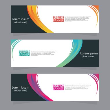 Vektör tasarım web pankartı şablonu. Web Tasarım Elementleri - Başlık Tasarımı. Gri arkaplan üzerine soyut geometrik web afişi şablonu. Modern pankart.
