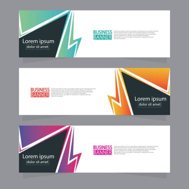 Vektör tasarım web pankartı şablonu. Web Tasarım Elementleri - Başlık Tasarımı. Gri arkaplan üzerine soyut geometrik web afişi şablonu. Modern pankart.