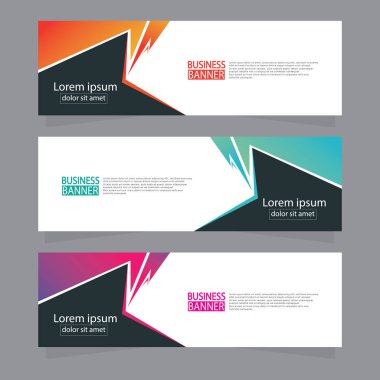 Vektör tasarım web pankartı şablonu. Web Tasarım Elementleri - Başlık Tasarımı. Gri arkaplan üzerine soyut geometrik web afişi şablonu. Modern pankart.