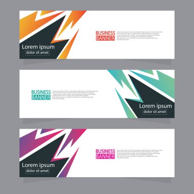 Vektör tasarım web pankartı şablonu. Web Tasarım Elementleri - Başlık Tasarımı. Gri arkaplan üzerine soyut geometrik web afişi şablonu. Modern pankart.