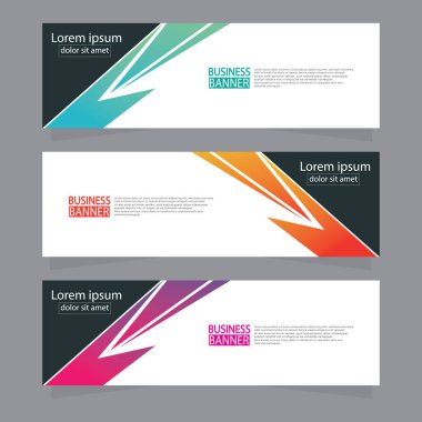 Vektör tasarım web pankartı şablonu. Web Tasarım Elementleri - Başlık Tasarımı. Gri arkaplan üzerine soyut geometrik web afişi şablonu. Modern pankart.