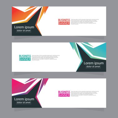 Vektör tasarım web pankartı şablonu. Web Tasarım Elementleri - Başlık Tasarımı. Gri arkaplan üzerine soyut geometrik web afişi şablonu. Modern pankart.