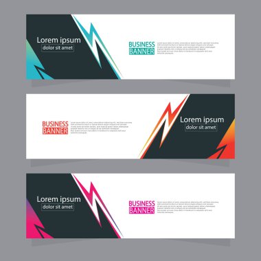 Vektör tasarım web pankartı şablonu. Web Tasarım Elementleri - Başlık Tasarımı. Gri arkaplan üzerine soyut geometrik web afişi şablonu. Modern pankart.