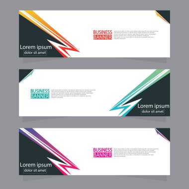 Vektör tasarım web pankartı şablonu. Web Tasarım Elementleri - Başlık Tasarımı. Gri arkaplan üzerine soyut geometrik web afişi şablonu. Modern pankart.