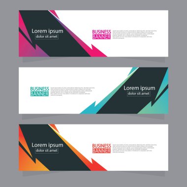 Vektör tasarım web pankartı şablonu. Web Tasarım Elementleri - Başlık Tasarımı. Gri arkaplan üzerine soyut geometrik web afişi şablonu. Modern pankart.