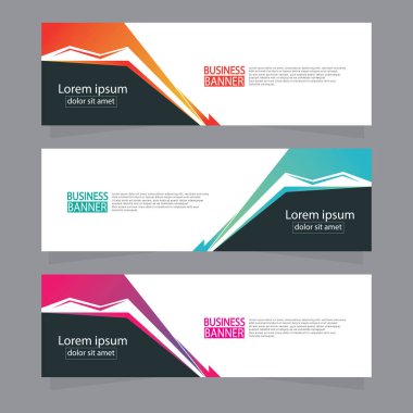 Vektör tasarım web pankartı şablonu. Web Tasarım Elementleri - Başlık Tasarımı. Gri arkaplan üzerine soyut geometrik web afişi şablonu. Modern pankart.