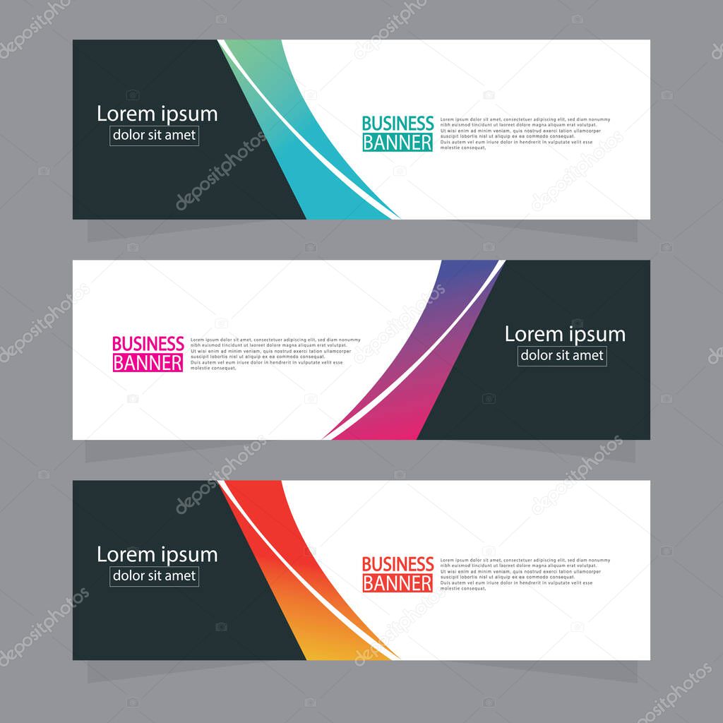 Vector abstract design web banner template. Web Design Elements - Header Design. Abstract geometric web banner template on grey background.Modern banner.