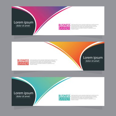 Vektör tasarım web pankartı şablonu. Web Tasarım Elementleri - Başlık Tasarımı. Gri arkaplan üzerine soyut geometrik web afişi şablonu. Modern pankart.