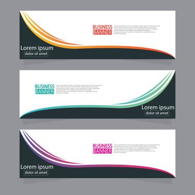 Vektör tasarım web pankartı şablonu. Web Tasarım Elementleri - Başlık Tasarımı. Gri arkaplan üzerine soyut geometrik web afişi şablonu. Modern pankart.