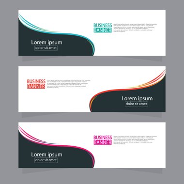 Vektör tasarım web pankartı şablonu. Web Tasarım Elementleri - Başlık Tasarımı. Gri arkaplan üzerine soyut geometrik web afişi şablonu. Modern pankart.