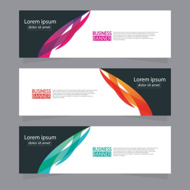 Vektör tasarım web pankartı şablonu. Web Tasarım Elementleri - Başlık Tasarımı. Gri arkaplan üzerine soyut geometrik web afişi şablonu. Modern pankart.