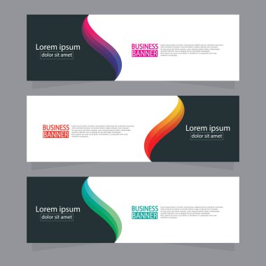 Vektör tasarım web pankartı şablonu. Web Tasarım Elementleri - Başlık Tasarımı. Gri arkaplan üzerine soyut geometrik web afişi şablonu. Modern pankart.