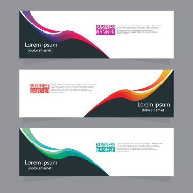 Vektör tasarım web pankartı şablonu. Web Tasarım Elementleri - Başlık Tasarımı. Gri arkaplan üzerine soyut geometrik web afişi şablonu. Modern pankart.