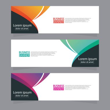 Vektör tasarım web pankartı şablonu. Web Tasarım Elementleri - Başlık Tasarımı. Gri arkaplan üzerine soyut geometrik web afişi şablonu. Modern pankart.