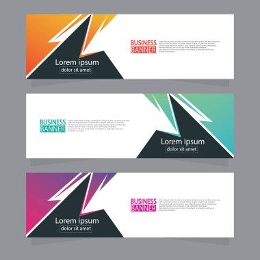 Vektör tasarım web pankartı şablonu. Web Tasarım Elementleri - Başlık Tasarımı. Gri arkaplan üzerine soyut geometrik web afişi şablonu. Modern pankart.