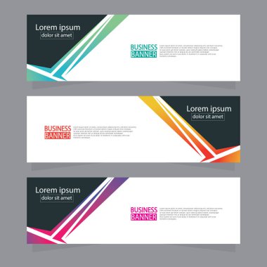 Vektör tasarım web pankartı şablonu. Web Tasarım Elementleri - Başlık Tasarımı. Gri arkaplan üzerine soyut geometrik web afişi şablonu. Modern pankart.