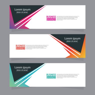 Vektör tasarım web pankartı şablonu. Web Tasarım Elementleri - Başlık Tasarımı. Gri arkaplan üzerine soyut geometrik web afişi şablonu. Modern pankart.