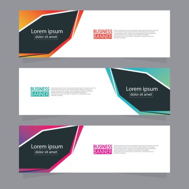 Vektör tasarım web pankartı şablonu. Web Tasarım Elementleri - Başlık Tasarımı. Gri arkaplan üzerine soyut geometrik web afişi şablonu. Modern pankart.