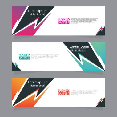 Vektör tasarım web pankartı şablonu. Web Tasarım Elementleri - Başlık Tasarımı. Gri arkaplan üzerine soyut geometrik web afişi şablonu. Modern pankart.