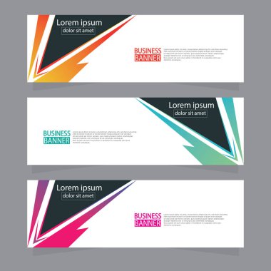 Vektör tasarım web pankartı şablonu. Web Tasarım Elementleri - Başlık Tasarımı. Gri arkaplan üzerine soyut geometrik web afişi şablonu. Modern pankart.