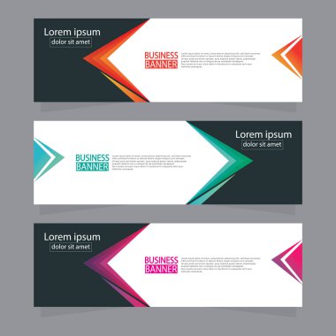 Vektör tasarım web pankartı şablonu. Web Tasarım Elementleri - Başlık Tasarımı. Gri arkaplan üzerine soyut geometrik web afişi şablonu. Modern pankart.