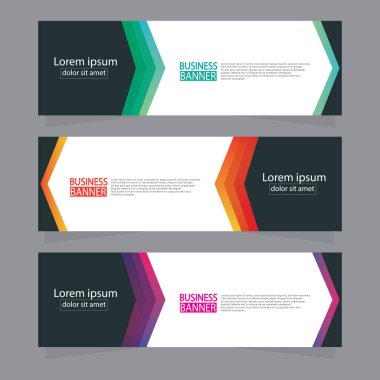 Vektör tasarım web pankartı şablonu. Web Tasarım Elementleri - Başlık Tasarımı. Gri arkaplan üzerine soyut geometrik web afişi şablonu. Modern pankart.