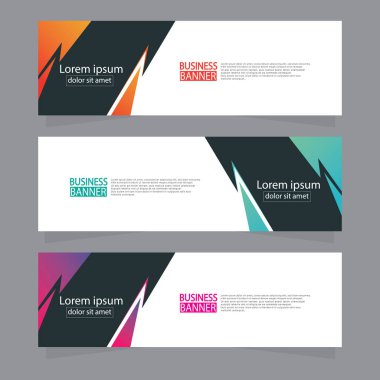 Vektör tasarım web pankartı şablonu. Web Tasarım Elementleri - Başlık Tasarımı. Gri arkaplan üzerine soyut geometrik web afişi şablonu. Modern pankart.