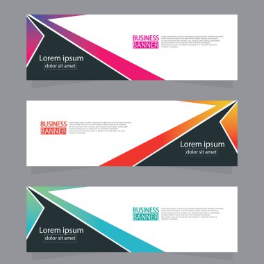 Vektör tasarım web pankartı şablonu. Web Tasarım Elementleri - Başlık Tasarımı. Gri arkaplan üzerine soyut geometrik web afişi şablonu. Modern pankart.