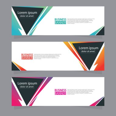 Vektör tasarım web pankartı şablonu. Web Tasarım Elementleri - Başlık Tasarımı. Gri arkaplan üzerine soyut geometrik web afişi şablonu. Modern pankart.