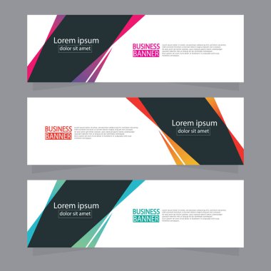 Vektör tasarım web pankartı şablonu. Web Tasarım Elementleri - Başlık Tasarımı. Gri arkaplan üzerine soyut geometrik web afişi şablonu. Modern pankart.