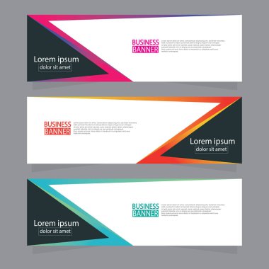 Vektör tasarım web pankartı şablonu. Web Tasarım Elementleri - Başlık Tasarımı. Gri arkaplan üzerine soyut geometrik web afişi şablonu. Modern pankart.