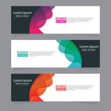 Vektör tasarım web pankartı şablonu. Web Tasarım Elementleri - Başlık Tasarımı. Gri arkaplan üzerine soyut geometrik web afişi şablonu. Modern pankart.