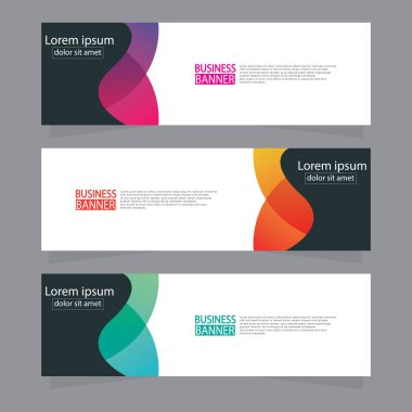 Vektör tasarım web pankartı şablonu. Web Tasarım Elementleri - Başlık Tasarımı. Gri arkaplan üzerine soyut geometrik web afişi şablonu. Modern pankart.