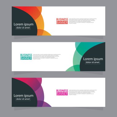 Vektör tasarım web pankartı şablonu. Web Tasarım Elementleri - Başlık Tasarımı. Gri arkaplan üzerine soyut geometrik web afişi şablonu. Modern pankart.