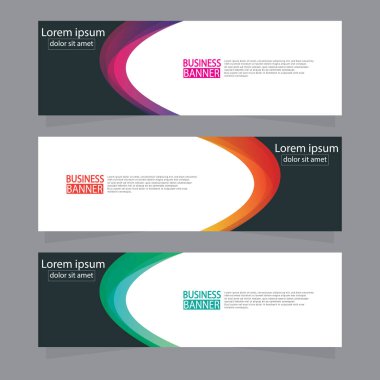 Vektör tasarım web pankartı şablonu. Web Tasarım Elementleri - Başlık Tasarımı. Gri arkaplan üzerine soyut geometrik web afişi şablonu. Modern pankart.