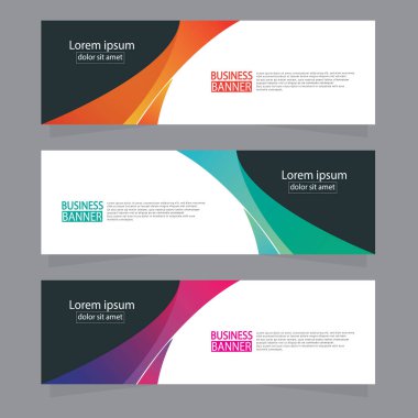 Vektör tasarım web pankartı şablonu. Web Tasarım Elementleri - Başlık Tasarımı. Gri arkaplan üzerine soyut geometrik web afişi şablonu. Modern pankart.
