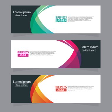 Vektör tasarım web pankartı şablonu. Web Tasarım Elementleri - Başlık Tasarımı. Gri arkaplan üzerine soyut geometrik web afişi şablonu. Modern pankart.