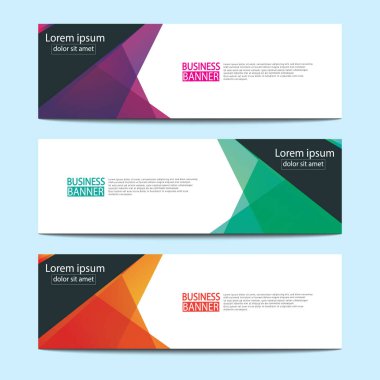 Vektör tasarım web pankartı şablonu. Web Tasarım Elementleri - Başlık Tasarımı. Gri arkaplan üzerine soyut geometrik web afişi şablonu. Modern pankart.