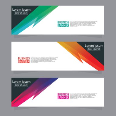 Vektör tasarım web pankartı şablonu. Web Tasarım Elementleri - Başlık Tasarımı. Gri arkaplan üzerine soyut geometrik web afişi şablonu. Modern pankart.