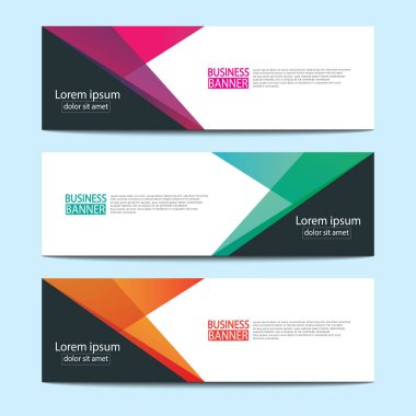 Vektör tasarım web pankartı şablonu. Web Tasarım Elementleri - Başlık Tasarımı. Gri arkaplan üzerine soyut geometrik web afişi şablonu. Modern pankart.