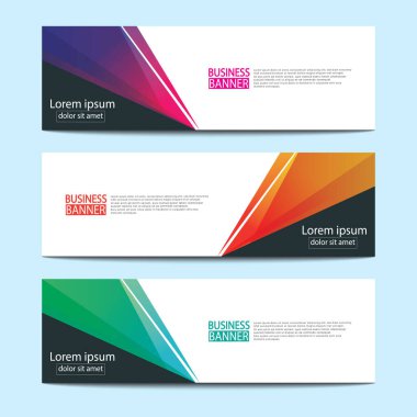 Vektör tasarım web pankartı şablonu. Web Tasarım Elementleri - Başlık Tasarımı. Gri arkaplan üzerine soyut geometrik web afişi şablonu. Modern pankart.